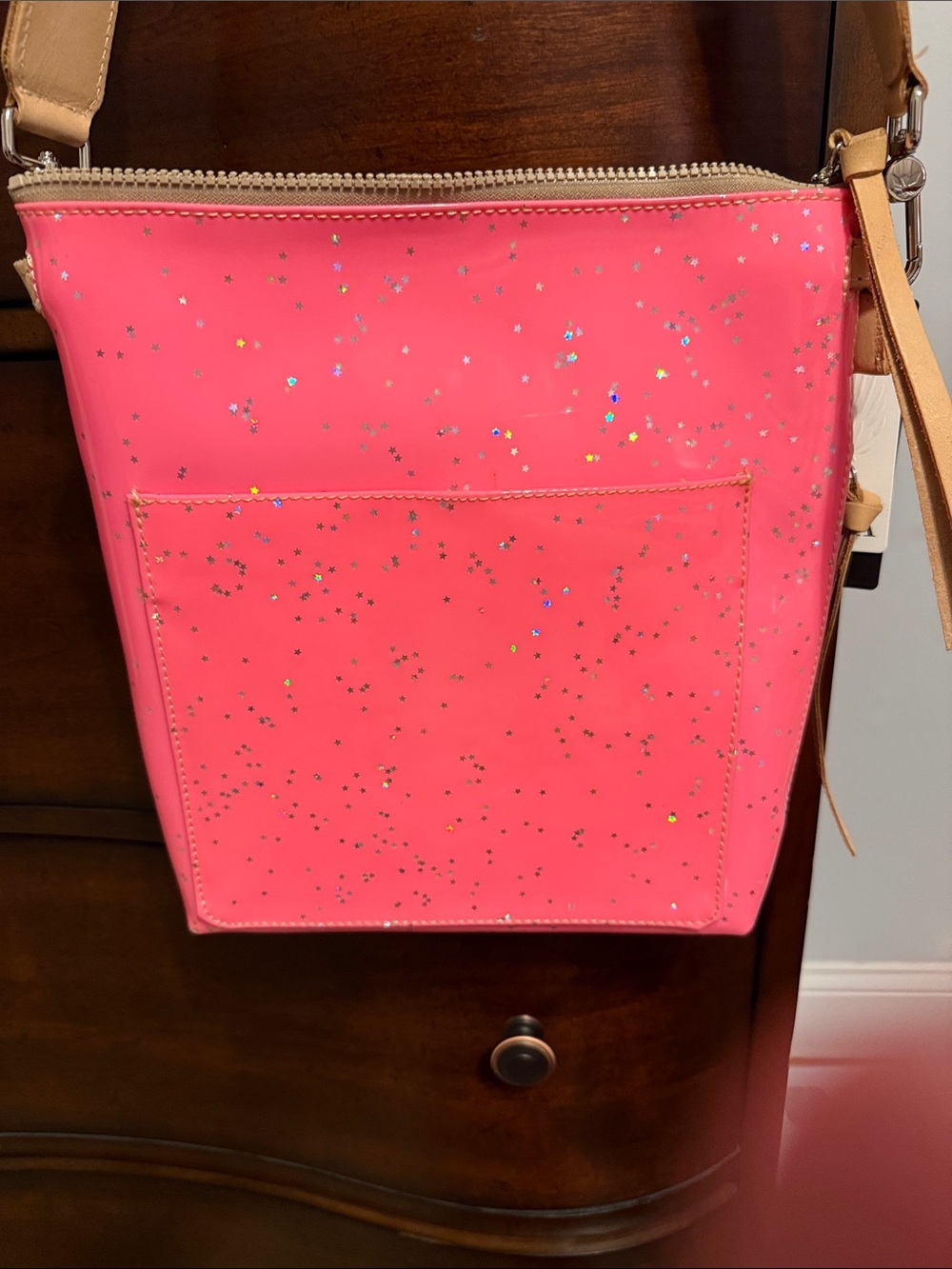 Consuela Bright Pink Tour  Crossbody Bag with Blue Strap - Picture 4 of 6